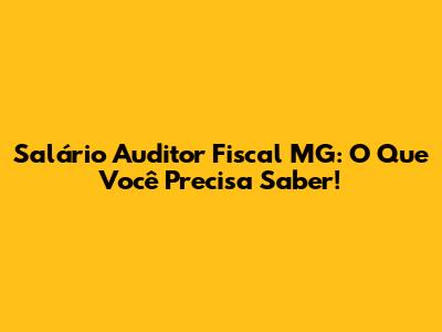 Salário Auditor Fiscal MG: O Que Você Precisa Saber!