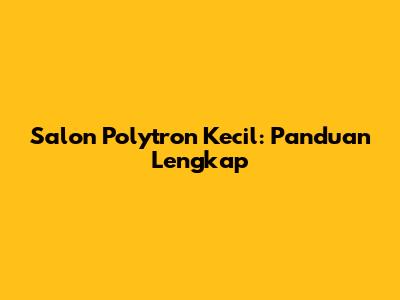 Salon Polytron Kecil: Panduan Lengkap