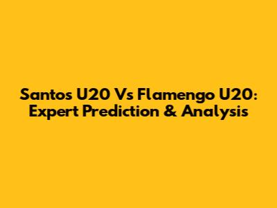 Santos U20 Vs Flamengo U20: Expert Prediction & Analysis
