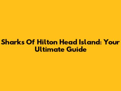 Sharks Of Hilton Head Island: Your Ultimate Guide