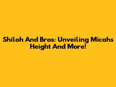 Shiloh And Bros: Unveiling Micah's Height And More!