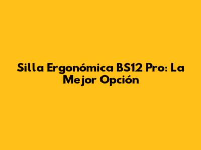 Silla Ergonómica BS12 Pro: La Mejor Opción