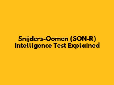 Snijders-Oomen (SON-R) Intelligence Test Explained