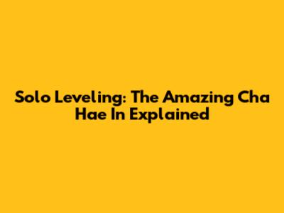 Solo Leveling: The Amazing Cha Hae In Explained