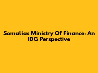Somalia's Ministry Of Finance: An IDG Perspective