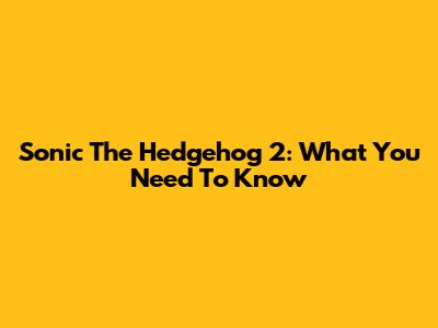 Sonic The Hedgehog 2: What You Need To Know