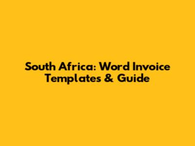 South Africa: Word Invoice Templates & Guide