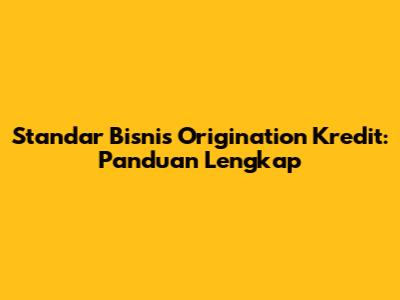 Standar Bisnis Origination Kredit: Panduan Lengkap
