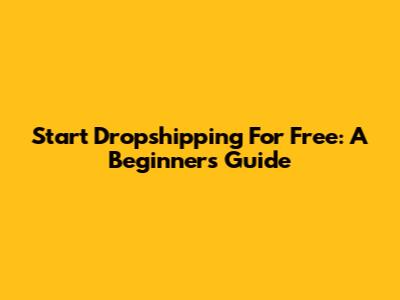 Start Dropshipping For Free: A Beginner's Guide