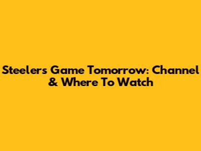 Steelers Game Tomorrow: Channel & Where To Watch