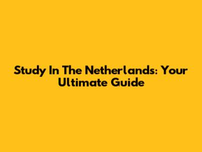 Study In The Netherlands: Your Ultimate Guide