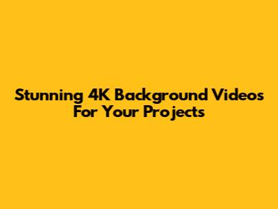Stunning 4K Background Videos For Your Projects