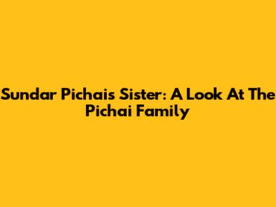 Sundar Pichai's Sister: A Look At The Pichai Family