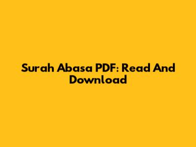 Surah Abasa PDF: Read And Download