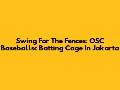 Swing For The Fences: OSC Baseballsc Batting Cage In Jakarta