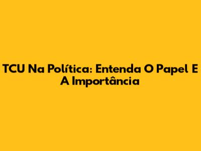 TCU Na Política: Entenda O Papel E A Importância