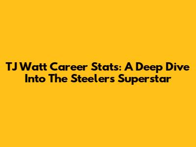 TJ Watt Career Stats: A Deep Dive Into The Steelers' Superstar