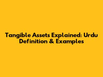 Tangible Assets Explained: Urdu Definition & Examples