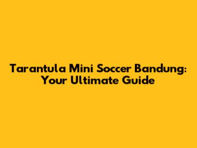 Tarantula Mini Soccer Bandung: Your Ultimate Guide