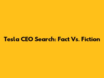 Tesla CEO Search: Fact Vs. Fiction