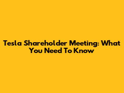 Tesla Shareholder Meeting: What You Need To Know