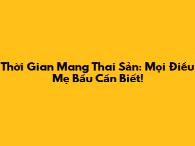 Thời Gian Mang Thai Sản: Mọi Điều Mẹ Bầu Cần Biết!