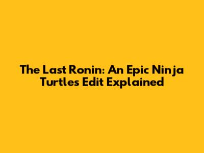 The Last Ronin: An Epic Ninja Turtles Edit Explained