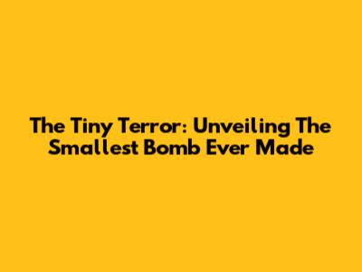 The Tiny Terror: Unveiling The Smallest Bomb Ever Made