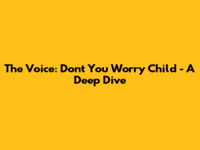 The Voice: Don't You Worry Child - A Deep Dive