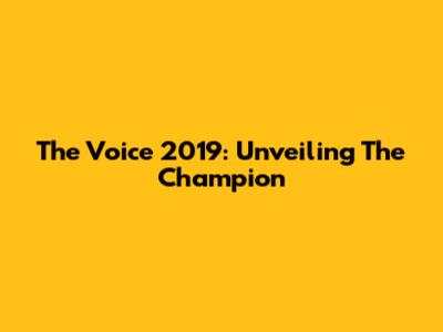 The Voice 2019: Unveiling The Champion
