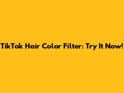 TikTok Hair Color Filter: Try It Now!