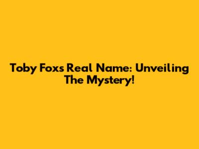 Toby Fox's Real Name: Unveiling The Mystery!