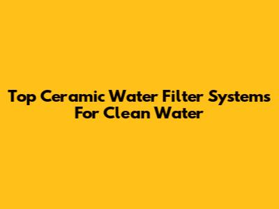 Top Ceramic Water Filter Systems For Clean Water