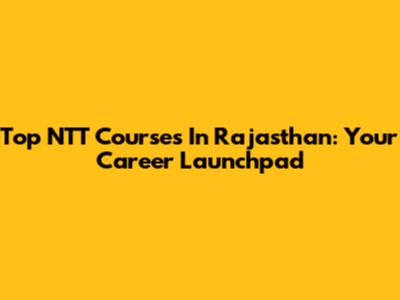 Top NTT Courses In Rajasthan: Your Career Launchpad