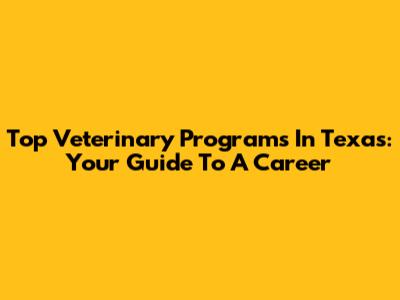 Top Veterinary Programs In Texas: Your Guide To A Career