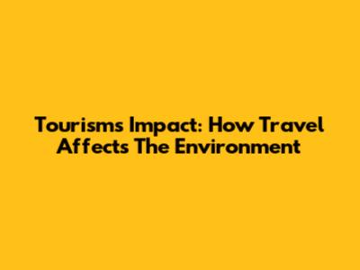Tourism's Impact: How Travel Affects The Environment