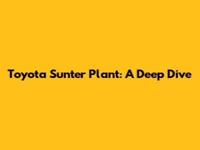 Toyota Sunter Plant: A Deep Dive