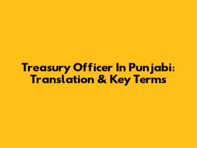Treasury Officer In Punjabi: Translation & Key Terms