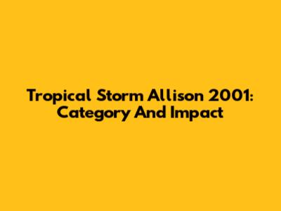 Tropical Storm Allison 2001: Category And Impact
