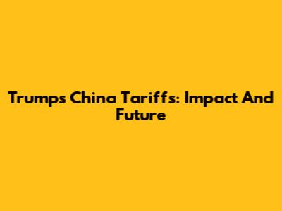 Trump's China Tariffs: Impact And Future
