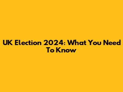 UK Election 2024: What You Need To Know