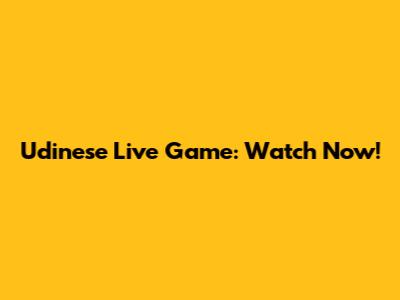Udinese Live Game: Watch Now!