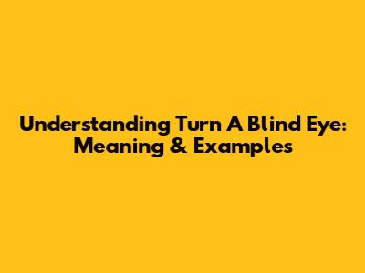 Understanding 'Turn A Blind Eye': Meaning & Examples