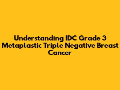 Understanding IDC Grade 3 Metaplastic Triple Negative Breast Cancer