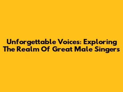 Unforgettable Voices: Exploring The Realm Of Great Male Singers