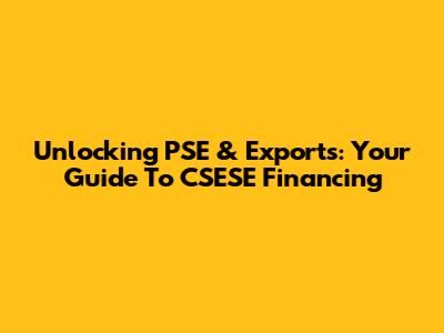 Unlocking PSE & Exports: Your Guide To CSESE Financing