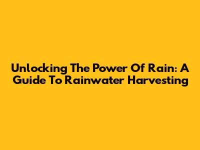 Unlocking The Power Of Rain: A Guide To Rainwater Harvesting