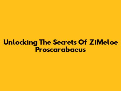 Unlocking The Secrets Of ZiMeloe Proscarabaeus