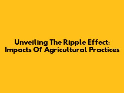 Unveiling The Ripple Effect: Impacts Of Agricultural Practices