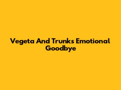 Vegeta And Trunks' Emotional Goodbye